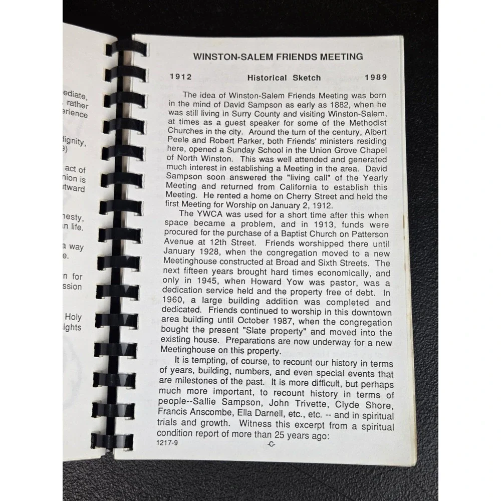 Quaker Favorites Winston-Salem NC Friends Meeting Church Recipe Cookbook‎ 1989
